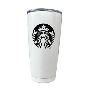 Starbucks 2017 White and Black Metal Travel Mug 20 oz